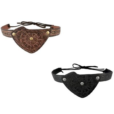 Vintage Leather Eye Mask Pirate Eye Covers Medieval Csotume Accessories for Men Halloween Cosplay LARP Themed Event