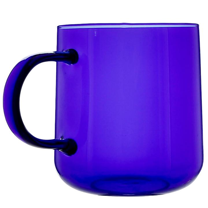 GLASS MUG FOR COFFEE AND TEA 310 Ml. 8.7 Cm NAVY BLUE