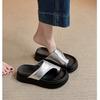 Thick-soled heightening set of toe cool slippers for women in the summer of 2025, wearing flip-flops with skirts, beach one-word slippers for women