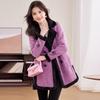 Women's Winter Plush Lined Wool Blend Mid-Length Coat