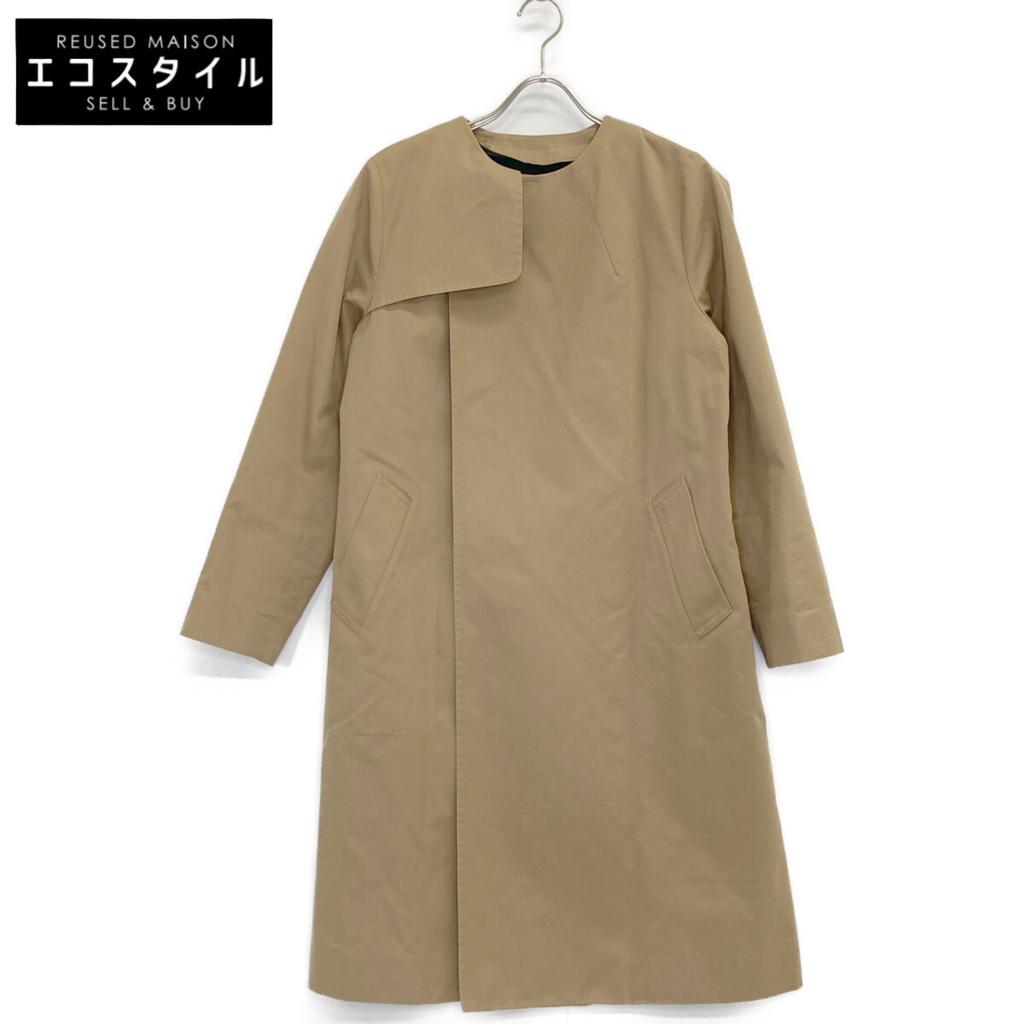 HYKE 151-170542 Beige collarless trench coat with liner coat 3 beigeUsed