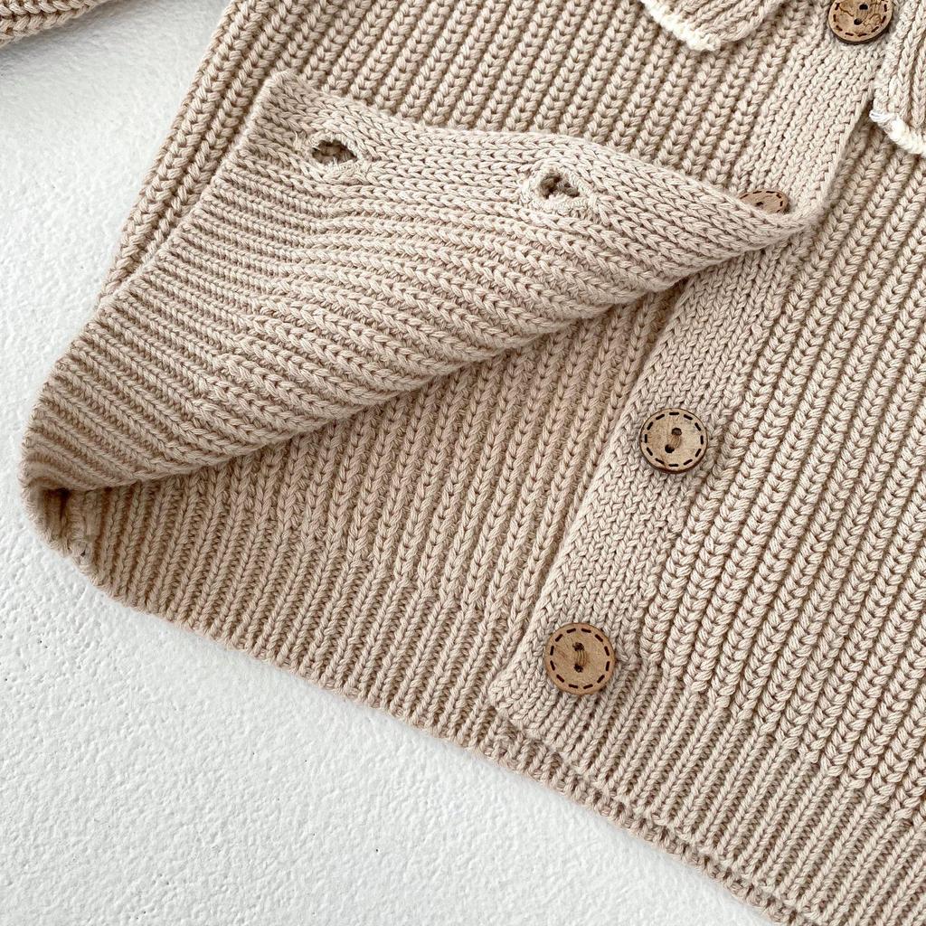 Autumn 2025 Baby Girl Ruffle Collar Knit Cardigan Sweater (0-3 Years)