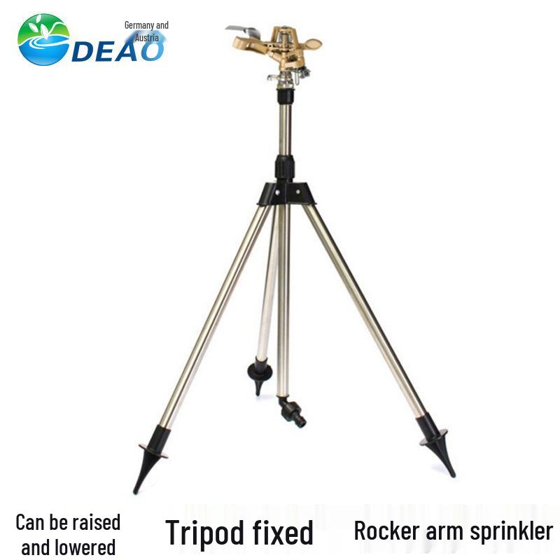 Horticultural Tripod Sprinkler: Large Round Rotating Nozzle for 360° Irrigation and Concrete Curing.