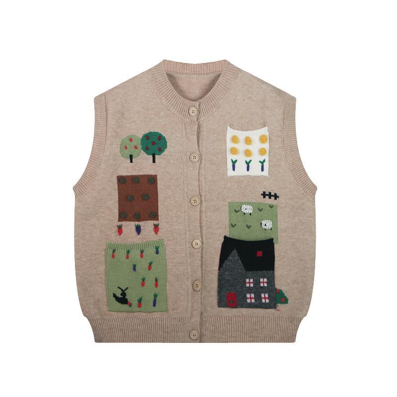 Hong Kong stil cardigan vest kvinner retro casual strikket vest cardigan jakke sammenleggbar o-hals ermeløs genser vest kvinnelig topp