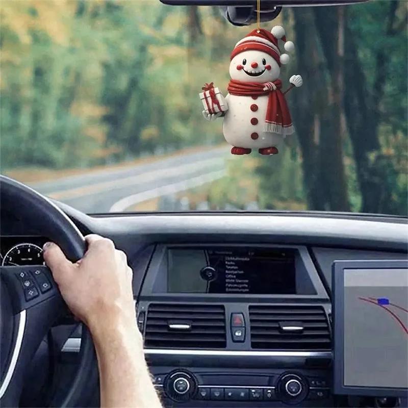 1-40PCS Christmas Decorations Cartoon Snowman Deer Santa Claus Pendant Acrylic Flat Car Hanging Decorations Party Supplies