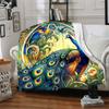 1pc Peacock Garden Lightweight Flannel Blanket, Comfortable and Warm Blanket, for Office and Camping Sofa Bed, Livingroom194
