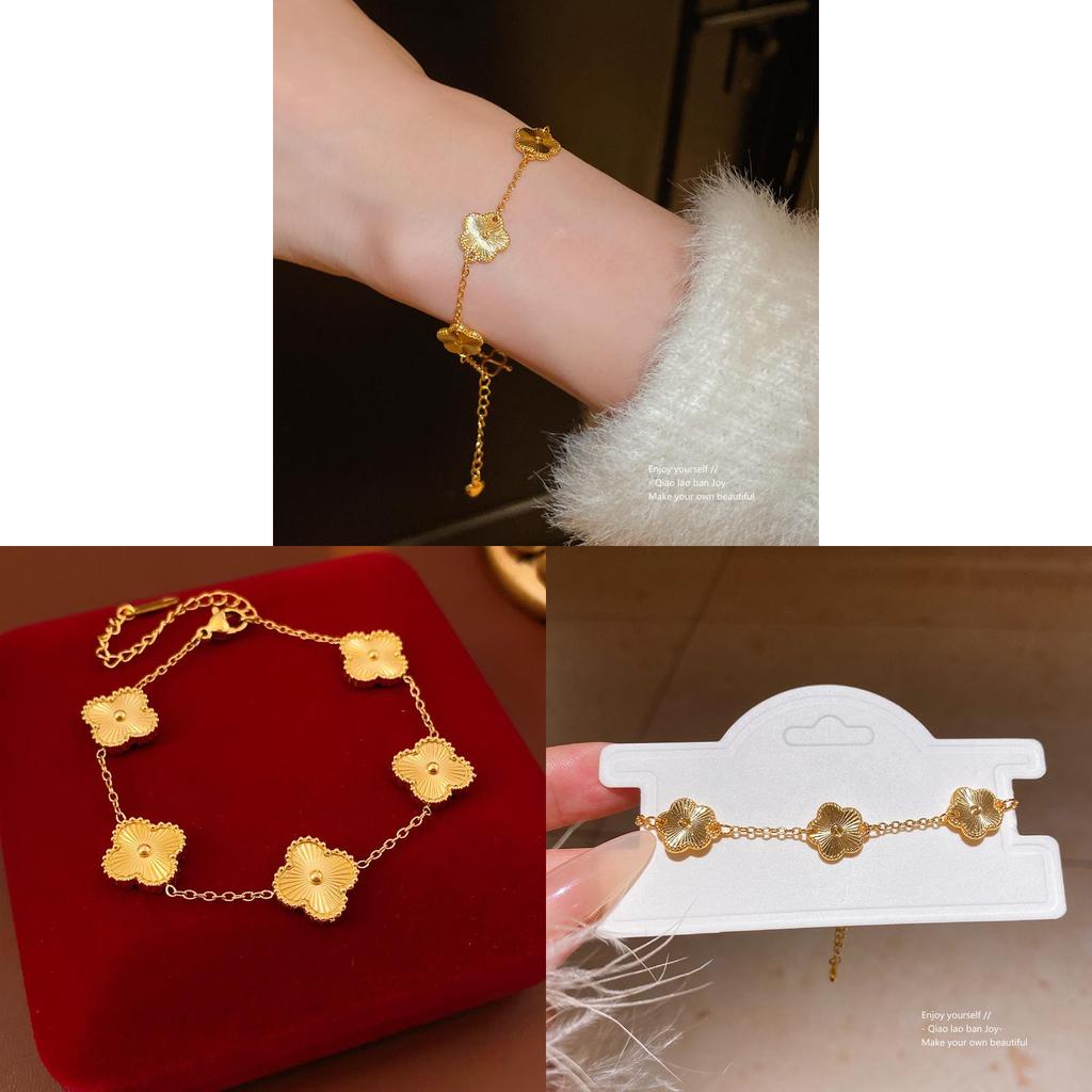 New Chinese Style Titanium Steel Flower Bracelet With Dshaped Pattern For Women