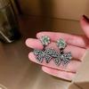Retro Black Xiaoxiangfeng Stud Earrings Women's Fashion Elegance Temperament High-end Earrings Bow Love Versatile Earrings