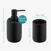 Navaris 3-Piece Bathroom Accessory Set: Toothbrush Stand, Soap Dispenser, Refillable Bottle, Soap Dish, and Soap Case, Water-Resistant, Black
