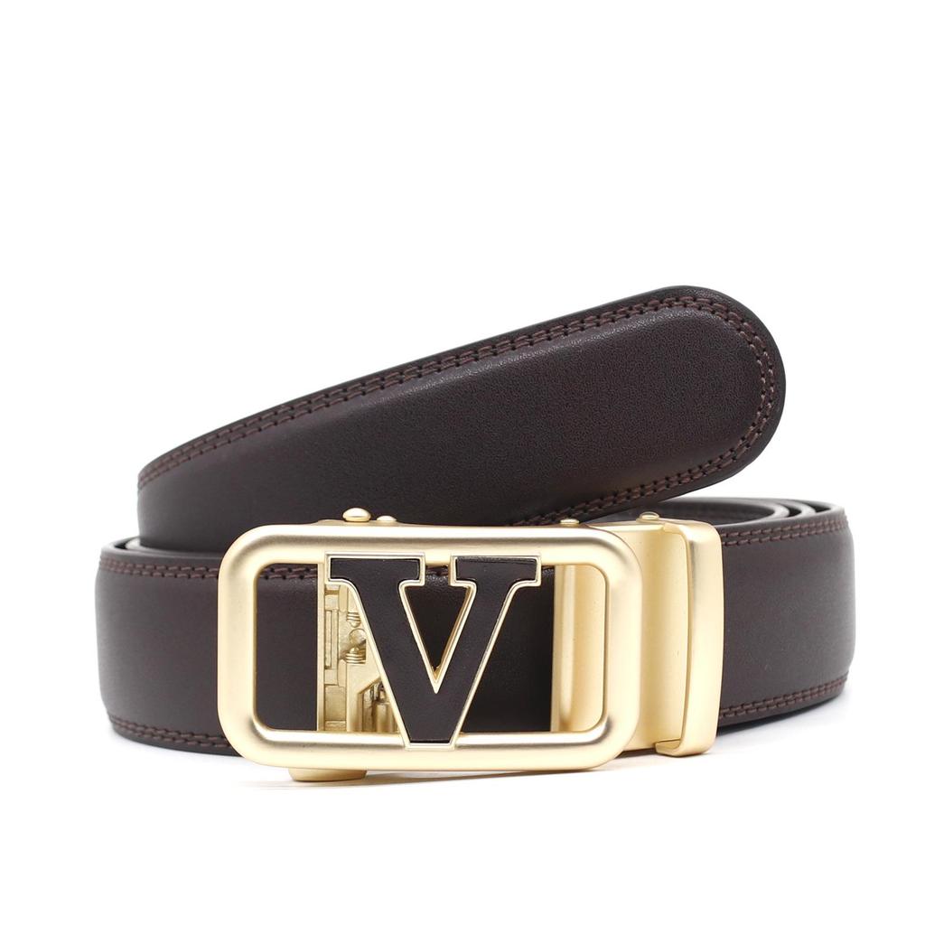 Špičkový pánský kožený pásek s automatickou přezkou z hovězí kůže - Všestranný módní doplněk