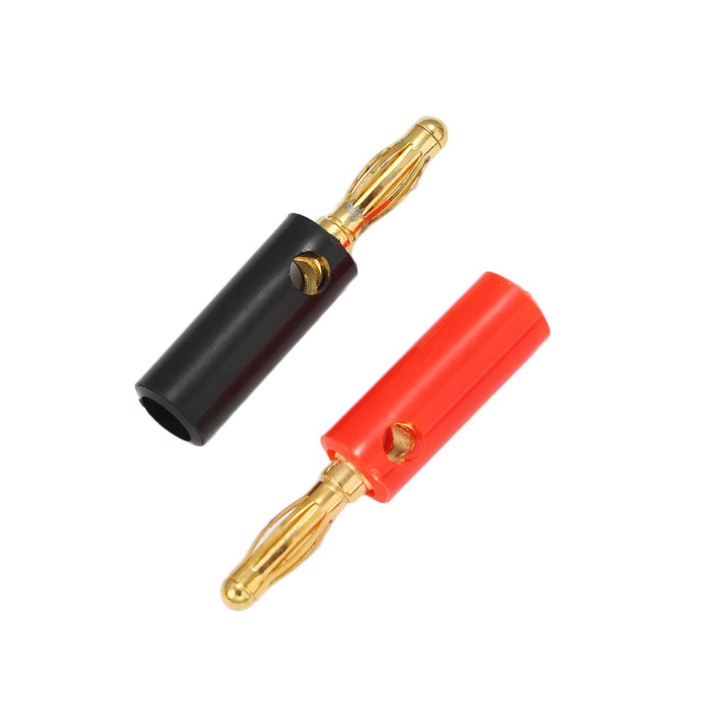 Golden 10pcs Gold Plated Black Red 4mm Adaptor Banana Plug Connectors Adapter