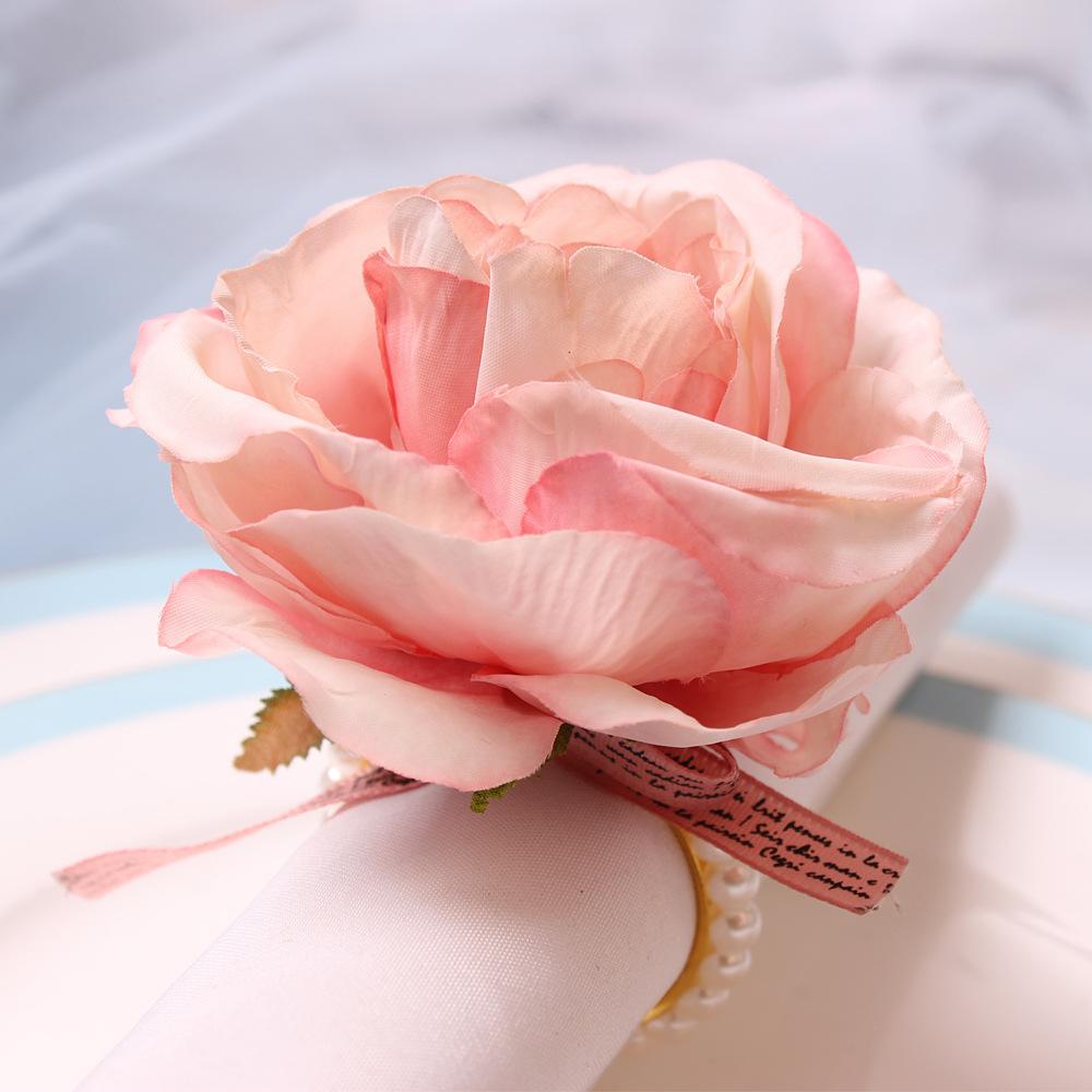 6 STK Serviettlås Creative Pearl Rose Serviettring Bryllupsfestdekorasjon Serviettspenne Hotell Borddekorasjon Ornamenter