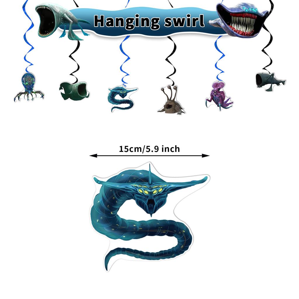 Bloop Sea Monster Birthday Party Decorations Gran Maja Subnautica Party Decorations Banner Cake Topper Cupcake Toppers Ballons