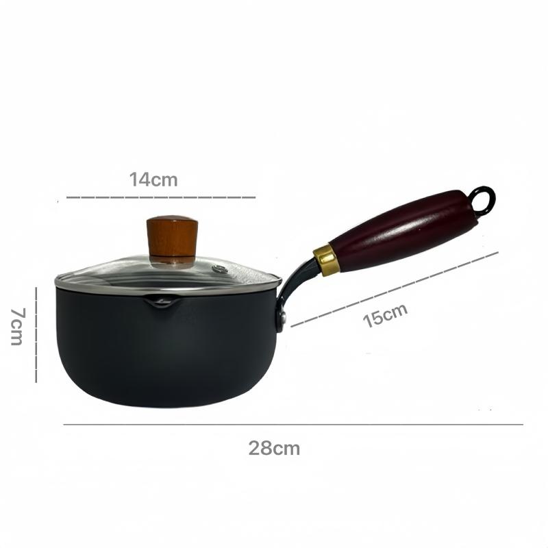 Wooden Handle Soup Pot Induction Stovetop Compatible Milk Pot for Whipped Cream, Boiling Water, and Soup Making Kitchen Cookware