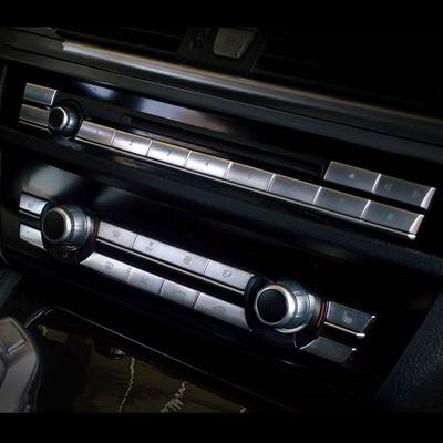 Car Air Conditioning CD Buttons Sequ Decoration Cover Trim For BMW F10 F18 F07 F06 F12 F13 5 6 7 Series 5GT Chrome ABS