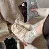 Korean Egg Cloth Label Polka Dot Wool Socks Medium Tube Socks Thickened Warm Coffee Color Winter Thick Socks Stockings Tide