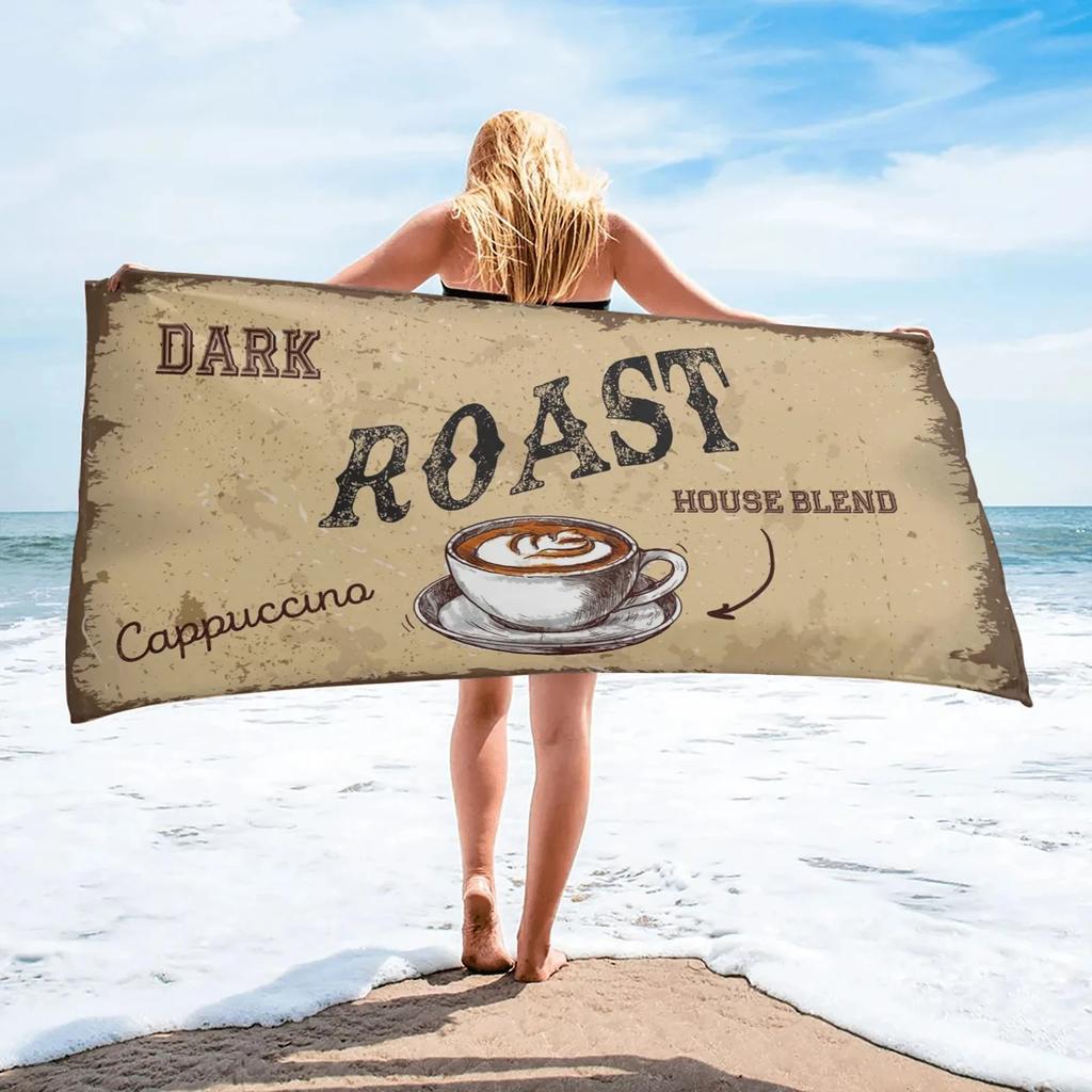 Delicious Coffee Print Comfort Beach Towel for Your Companion Friend Gifts, Microfiber Quick Dry Camping Swim Pool Bath Towels