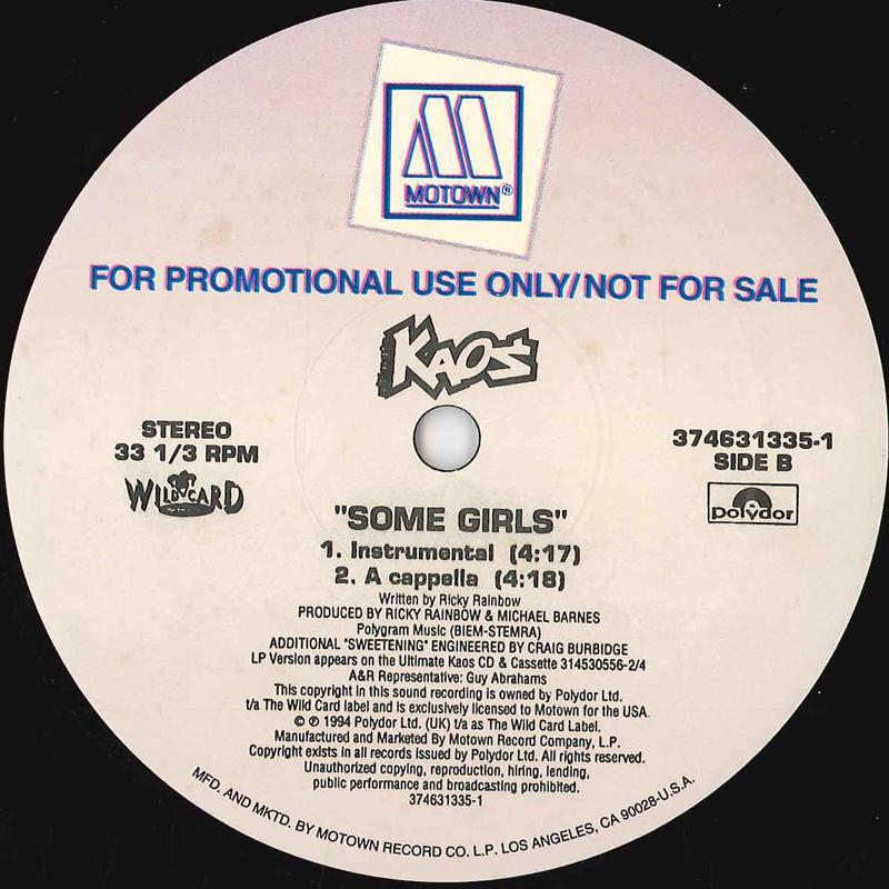 

12inch Record KAOS Some Girls 3746313351PROMO MOTOWN 1994 US Rap HipHopRB Used