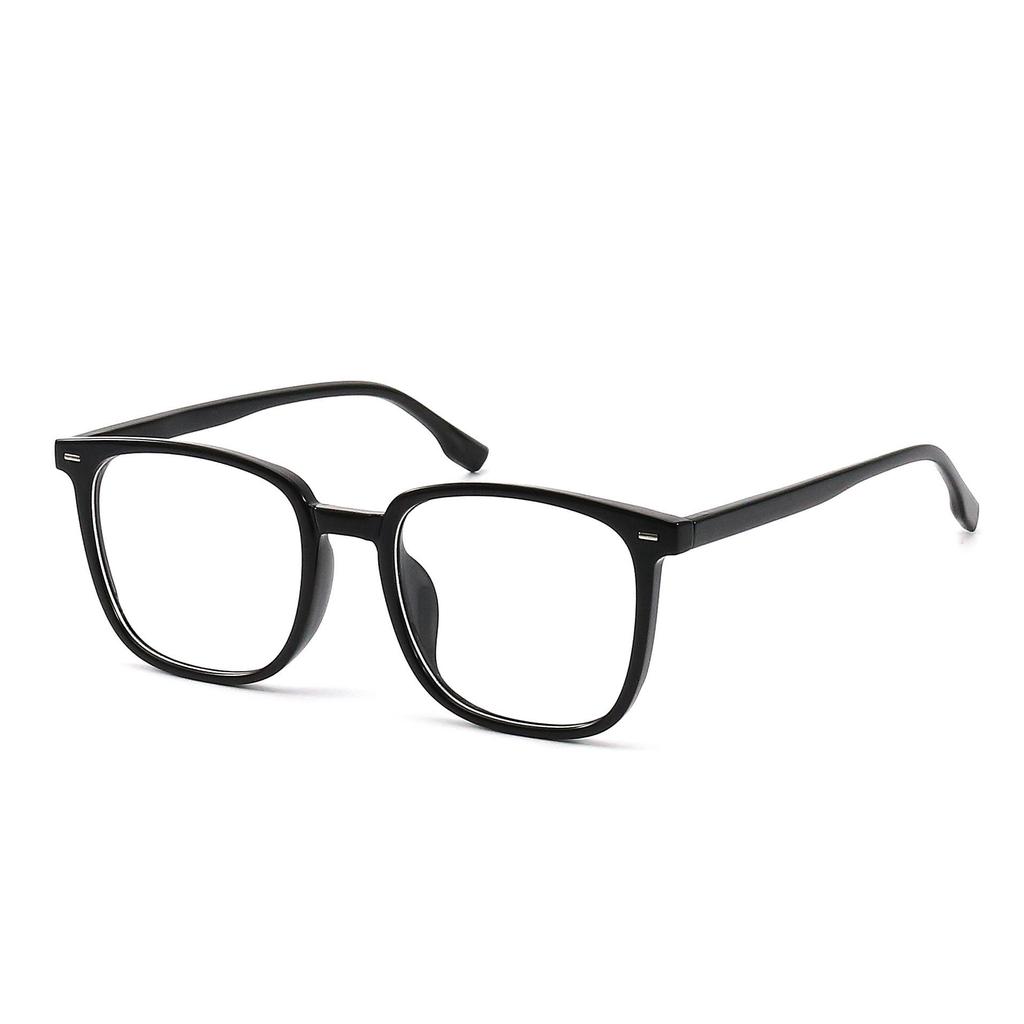 Unisex Black Frame Anti-Blue Light Glasses with Slimming Flat Lenses