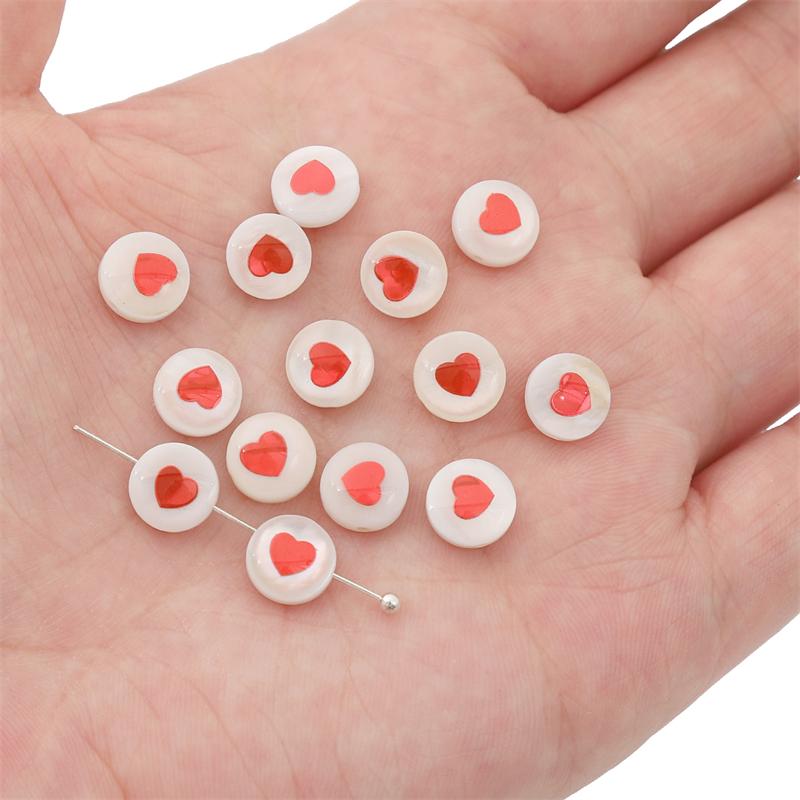 Natural Shell Double-Sided Hot Stamping Flat Round Beads For DIY Necklace Bracelet Earrings Jewelry Making