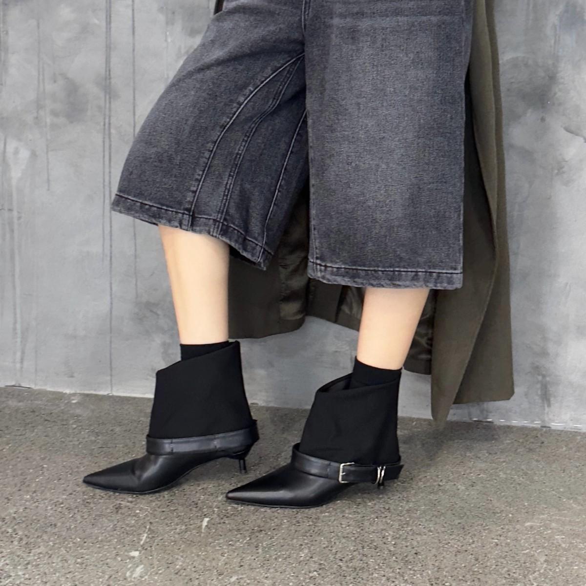 

2025 autumn and winter new pointed belt buckle splicing thin heel thin Martin fashion women s short boots 39 коричневый