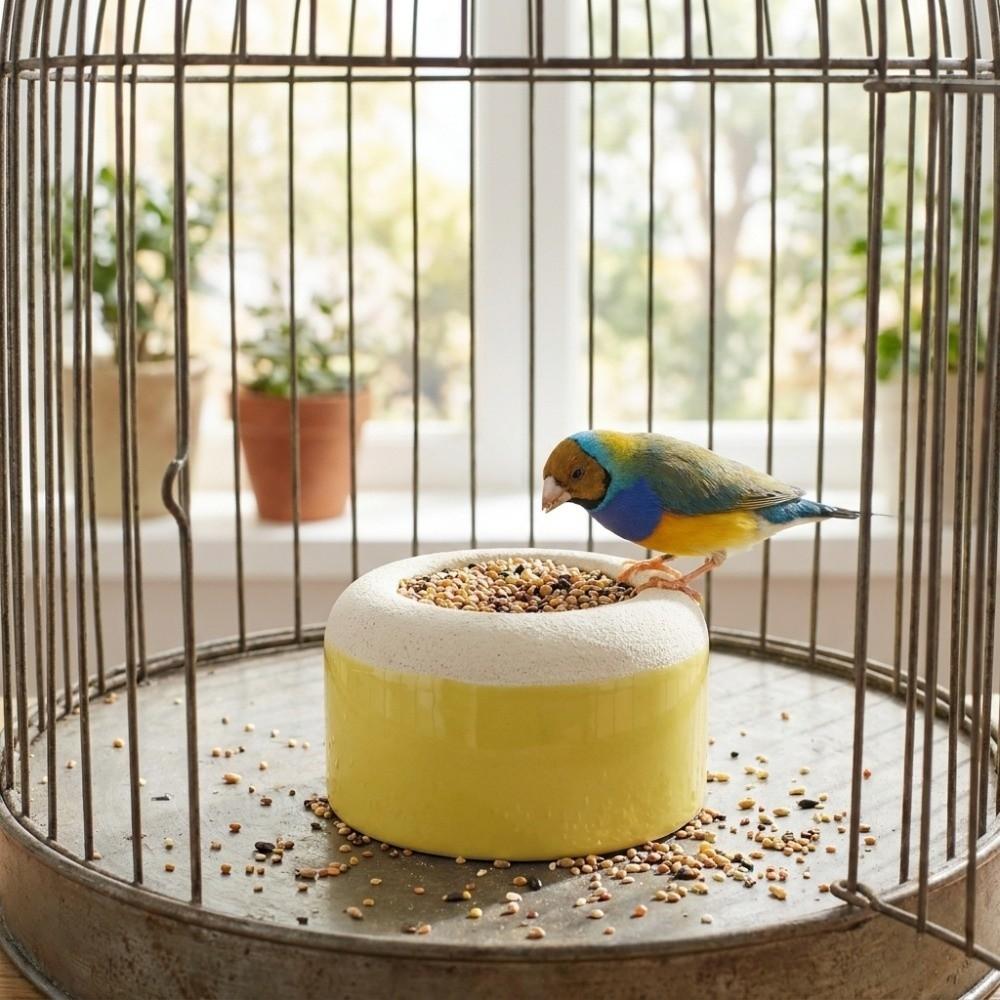 Ceramic Parrot Paw Grinding Bowl Wide Mouth Wear-Resistant Hamster Water Bowl Anti-Spill Non-Slip Bird Feeding Dish Aviary