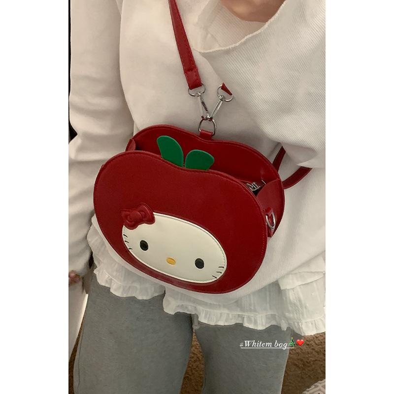 Cute cartoon red apple casual small backpack bag women 2025 new fashion backpack versatile shoulder messenger bag