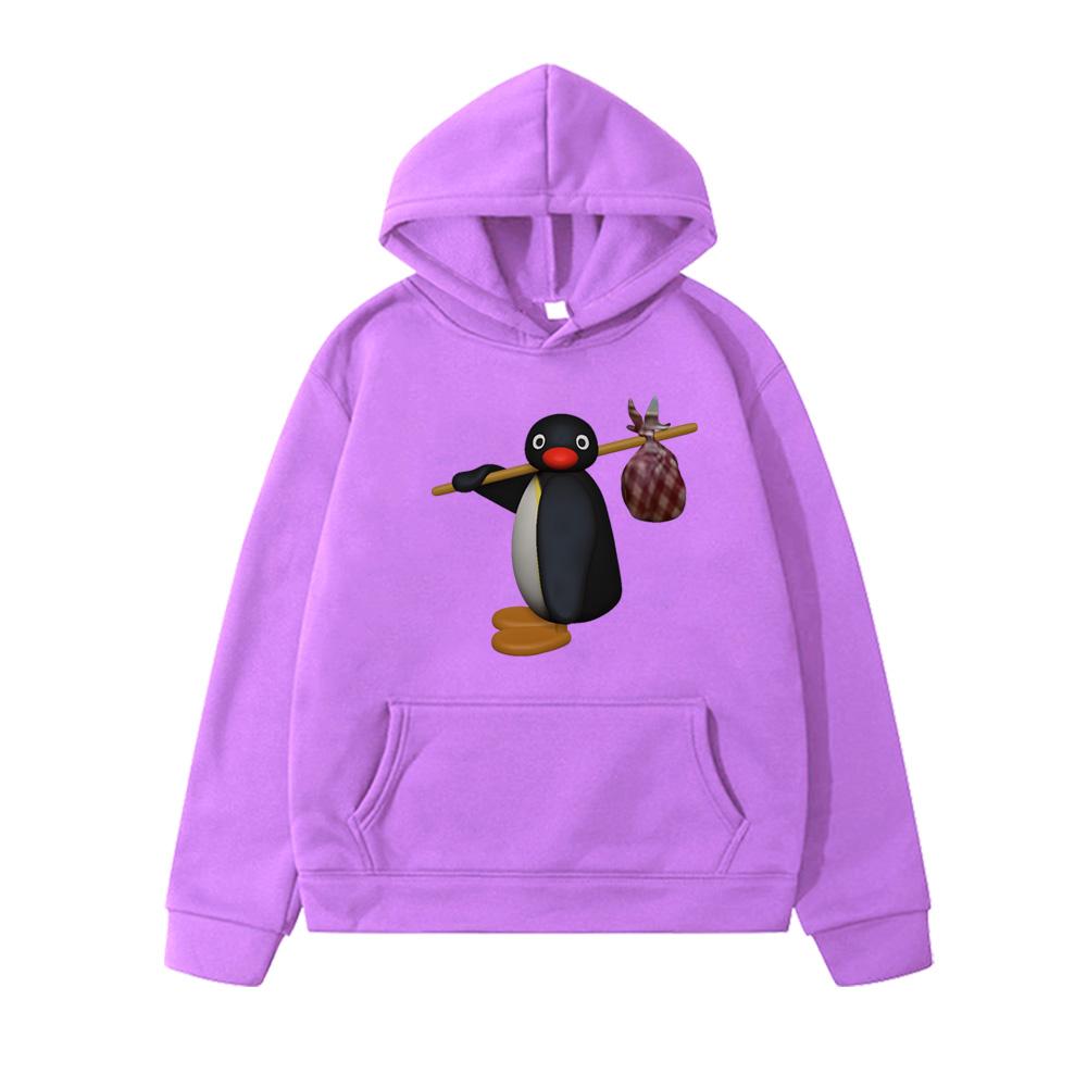 Pingu Boys Hoodies Cartoon Print Comic Sweatshirt Comfortable Boys Girls Spring Autumn New Kids Hooded Sweatshirts Kawaii Sportswear