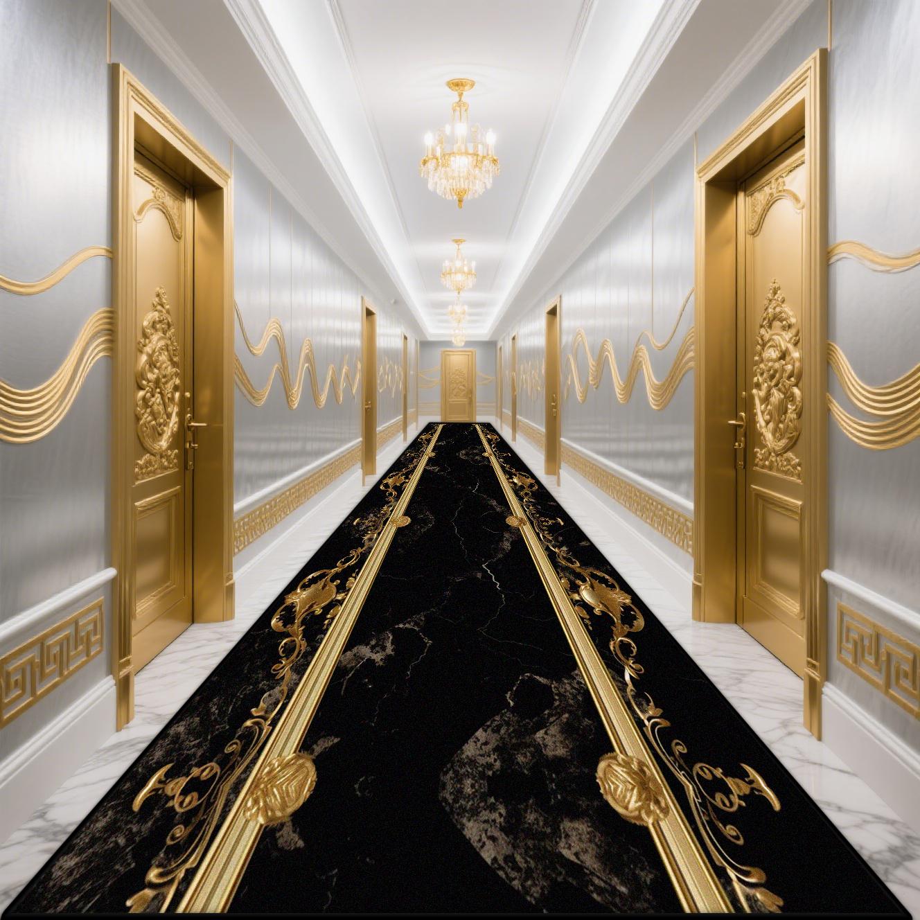 

Luxury European Style Lobby Hall Corridor Carpet Non-slip Stairway Long Carpets Runner Customizable Rug Home Passageway Foot Mat 120*400cm