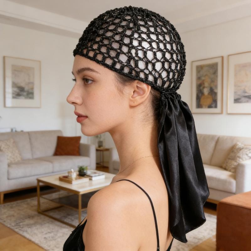 Reversible Bonnet Satined Bonnet Hat Hair Wrap Reversible Mesh Skull Hat For Long Curly Braided Hair Sleep Headpiece
