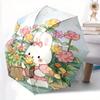 1pc Bunny in the Garden Automatic Opening and Closing Fashion Umbrella - Small Umbrella Suitable for Various Occasions, Portable 3-Fold Small Umbrella