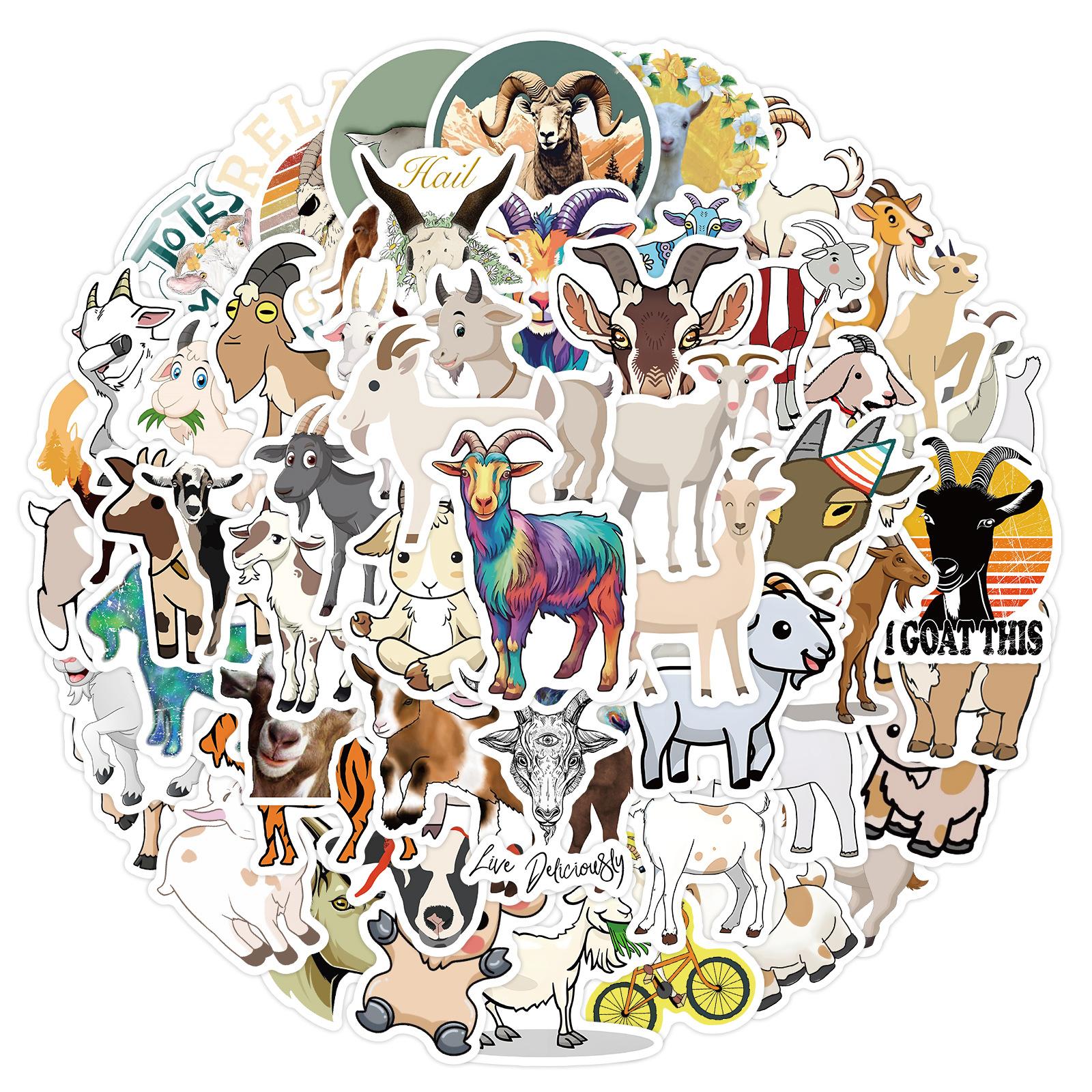 

60 New Goat Animal Graffiti Stickers for Children DIY Mobile Suitcase Waterproof Stickers