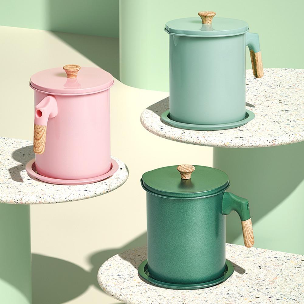 1.4L/1.7L Oil Filter Pot Stainless Steel Grease Storage Container Oil Strainer Pot  Bacon