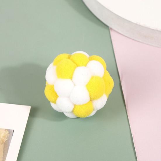 Plush Cat Toy Ball with Built-in Bell Soft Macaron Balls Bite-Resistant Cat Chew Toys for Indoor Cats and Kittens