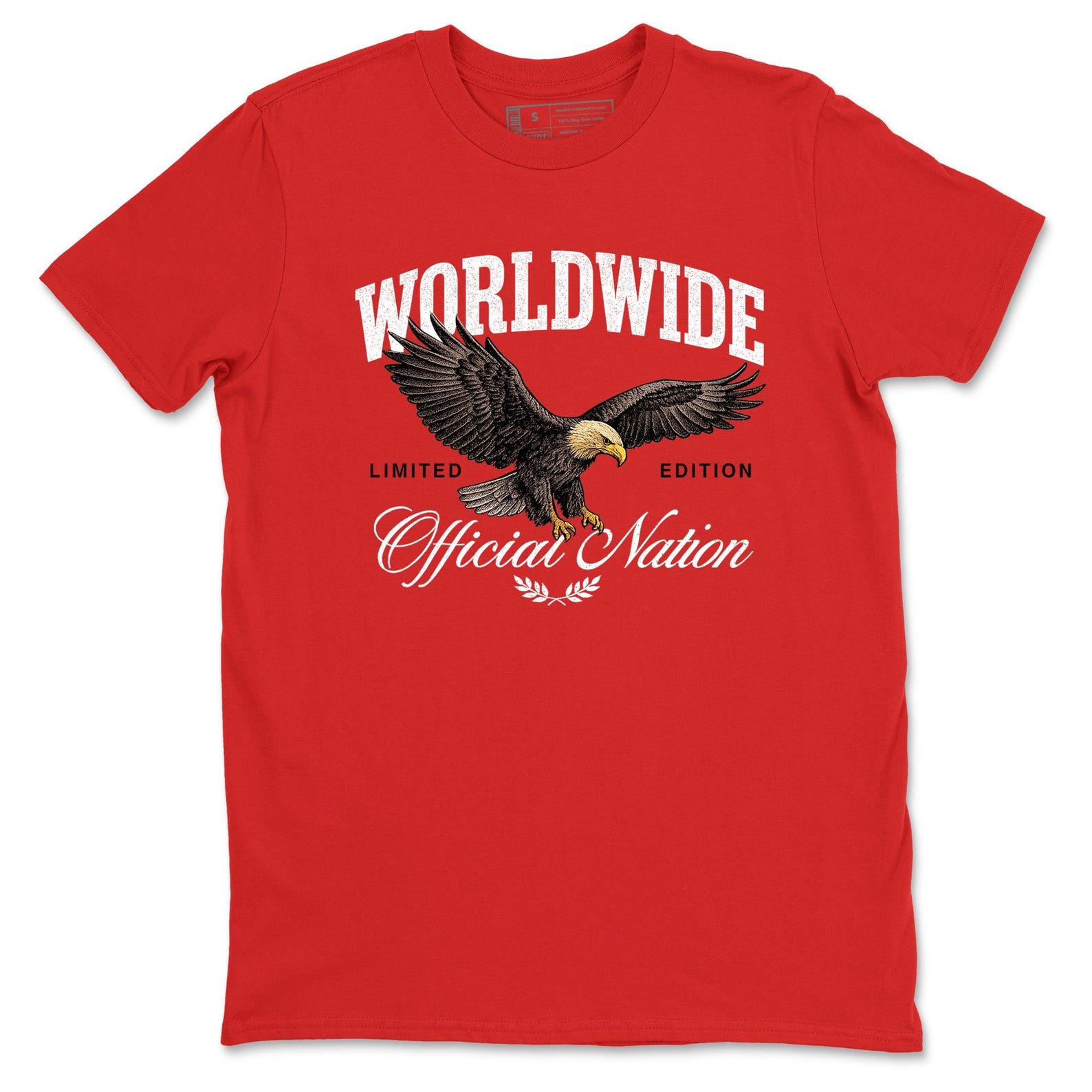 Worldwide Official Nation graphic tee. Streetwear Brand Graphic T-Shirt. 5s Fire Red S