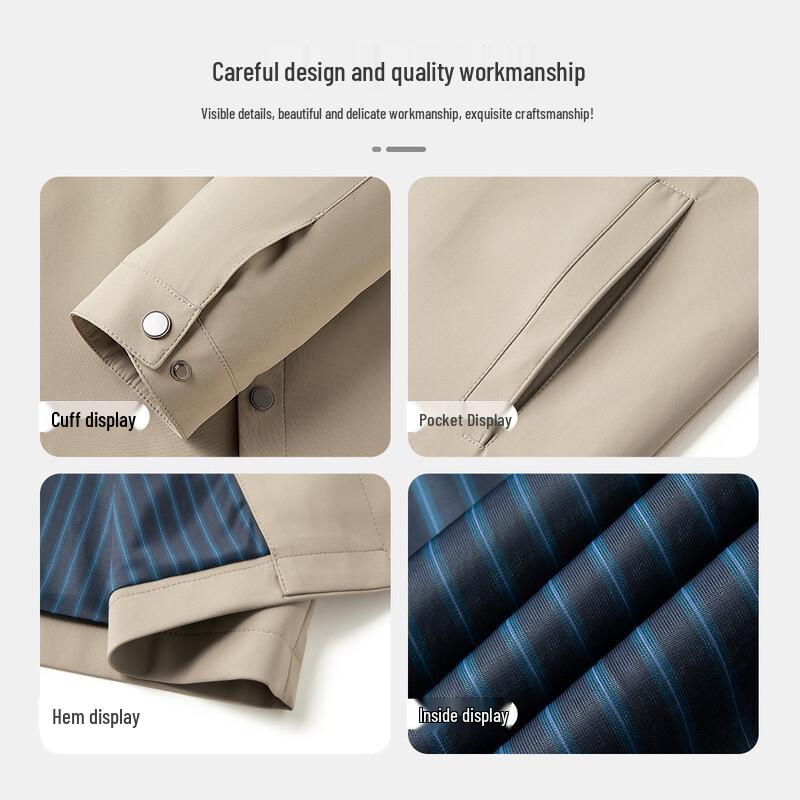 MONTAGUT Men's Windproof Business Casual Jacket with Striped Lining