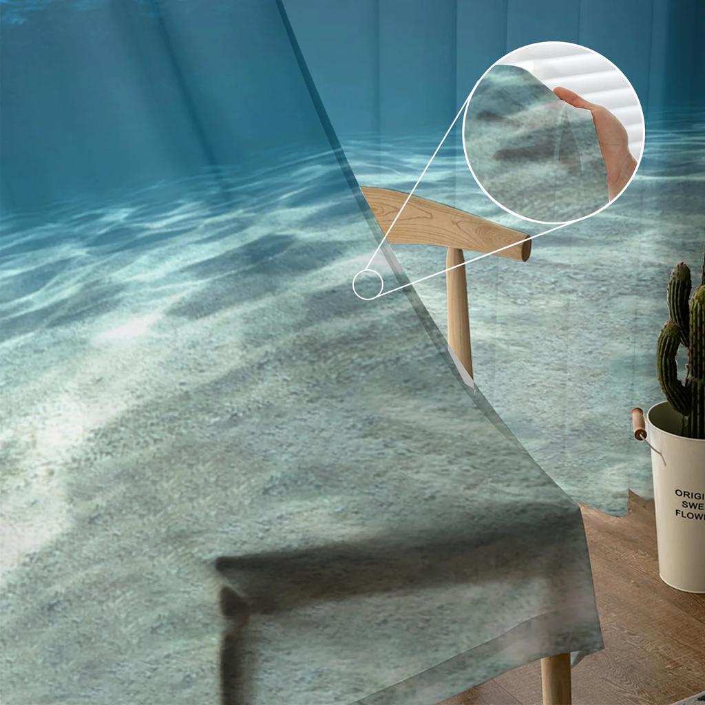 Deep Clear Sea Nature Tulle Curtains for Living Room Print Sheer Voile Curtain Bedroom Window Screening Drapes Blinds Home Decor
