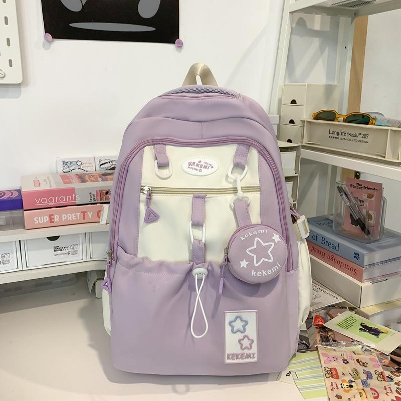 New Trendy Cute Girl Backpack Schoolbag Female Star Junior High School Girl High School Student Large Capacity Backpack