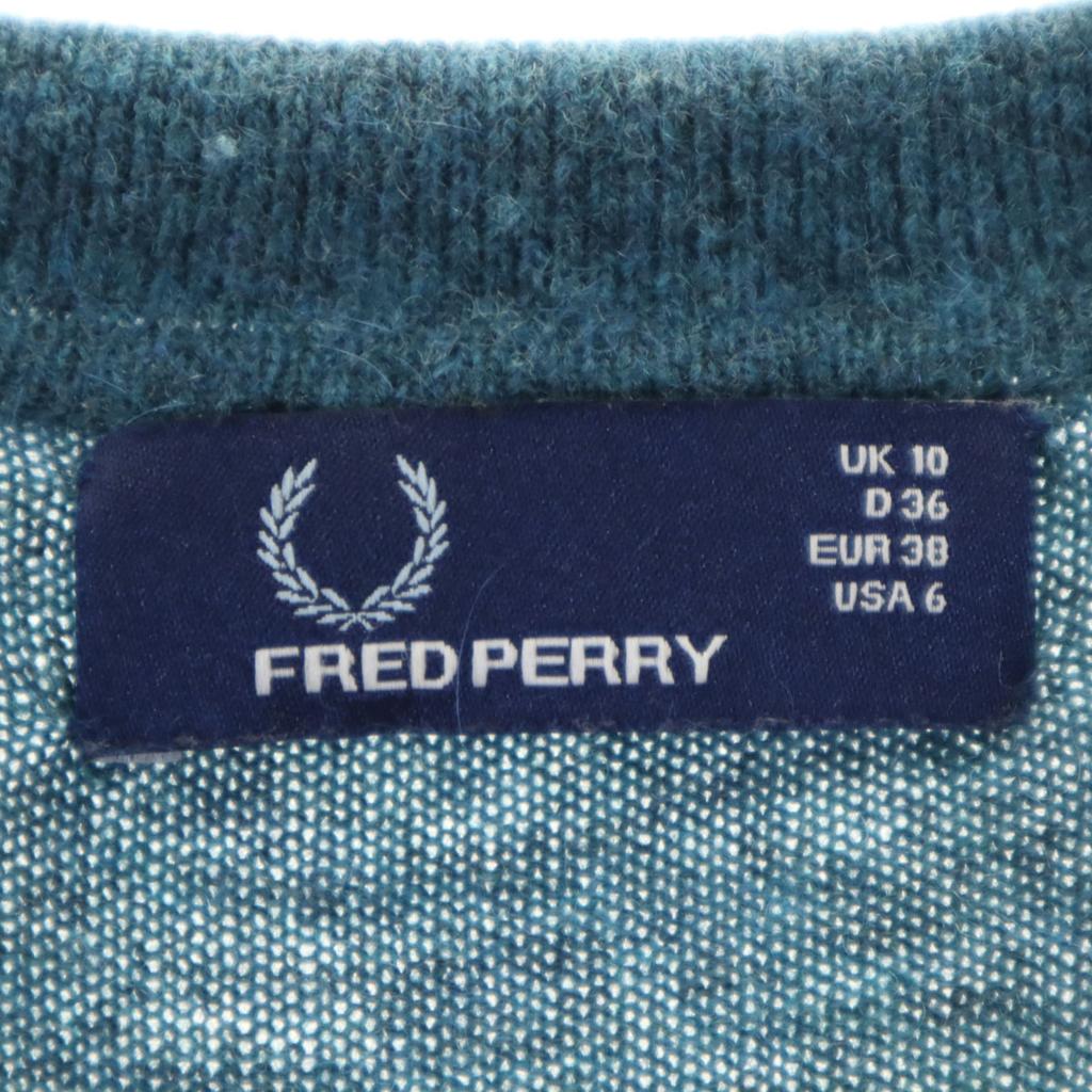 FRED PERRY Long sleeve Polo knit 10 Blue sweater Women Used