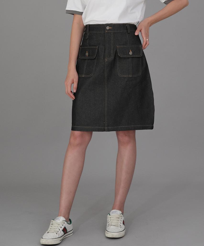 Seinteukeulu Fb Cover Pocket Elastic Skirt Fcm-1307 Black Denim Brs
