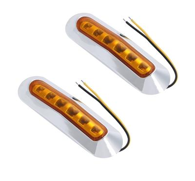 Marker Lamp, Yellow LED, -24V, Truck Side Light, Shoulder Light, 6 Rows Luminous, Plated