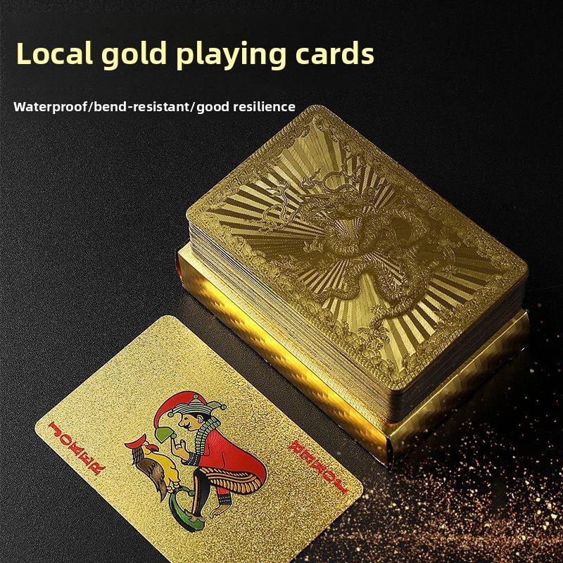 Goldfolien Poker PVC Spielkarten Wasserdicht Reißfest Verdickt Cool Gold Poker Karten Plastik Magische Karten Sammlerstücke