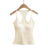 Women's Slim-Fit Racerback Tank with Removable Bra Pads - Low-Cut U-Neck Camisole for Spring/Summer 2026.