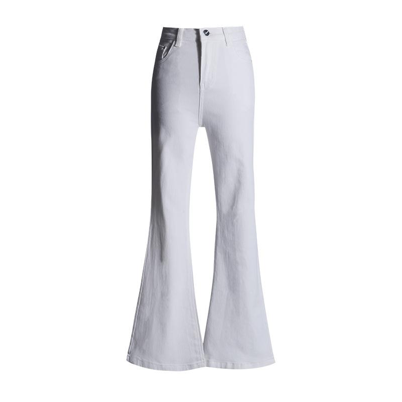 Micro-pull jeans women's spring and autumn new small white high-waisted slim-fitting horseshoe horn pants