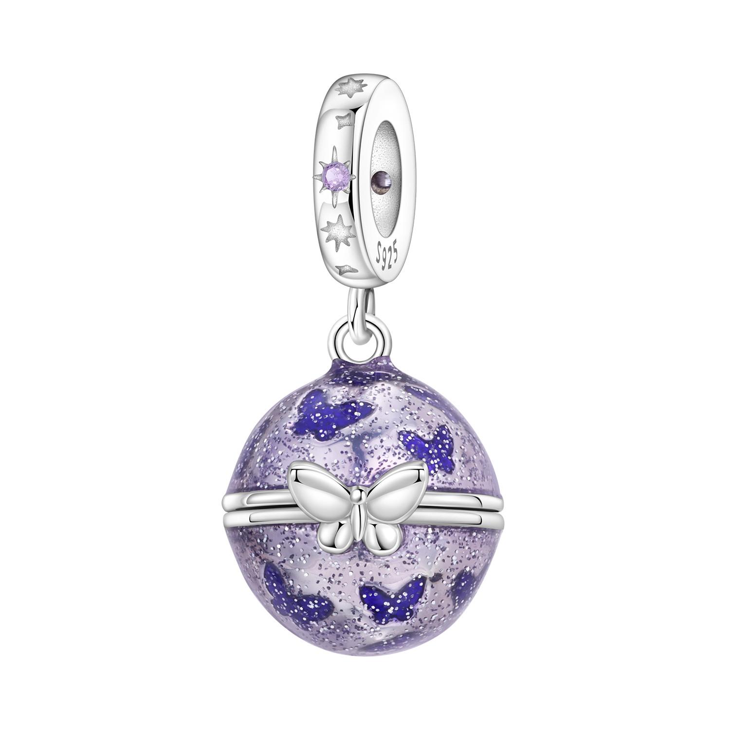 

PANPOKI Copper Metal Purple Butterfly Love Planet Bead Components Authentic Original Pendant Bead Components Bracelet High Quality Fine Jewelry Charm