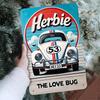 Vintage Herbie The Love Bug Metal Sign  Rustic Iron Wall Art with BlueRed Striped Car Design for Home Bar Cafe Ga