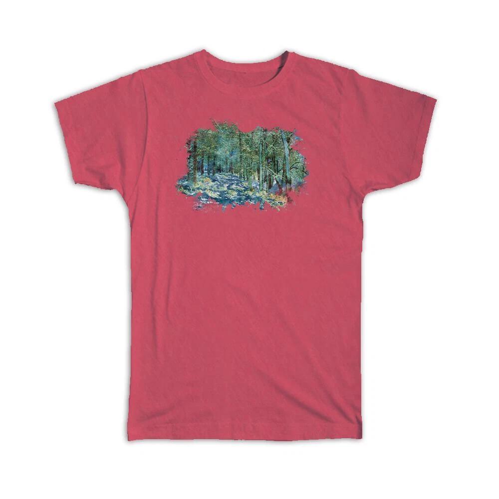 Gift T-Shirt : Watercolor Winter Woods Frame 2XL