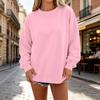 Damen Lässiger Farbkragen Langarm Lockerer Pullover Sweatshirt Top
