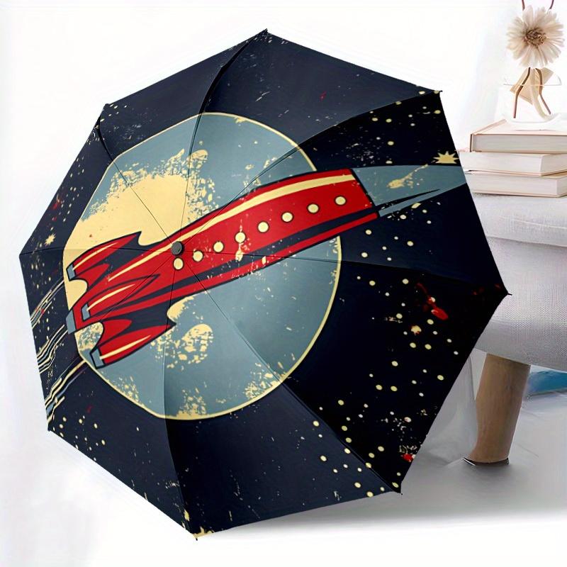 1pc Rocket Moonshot Auto Open/close, All-Season Portable Folding Umbrella for Women & Men, Travel, Everyday, Formal Events - Compact Luxury Parasol, O