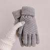 Female Autumn and Winter Korean Version Cute and Thick Double-layer Riding Cold Resistant Touch Screen Plush Knitted Warm Pineapple Gloves